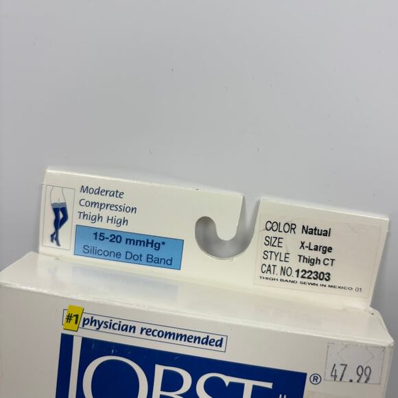 Jobst Compression Stockings 15-20 mmHg XL Thigh High Silicone Dot Band Natural - Picture 2 of 9